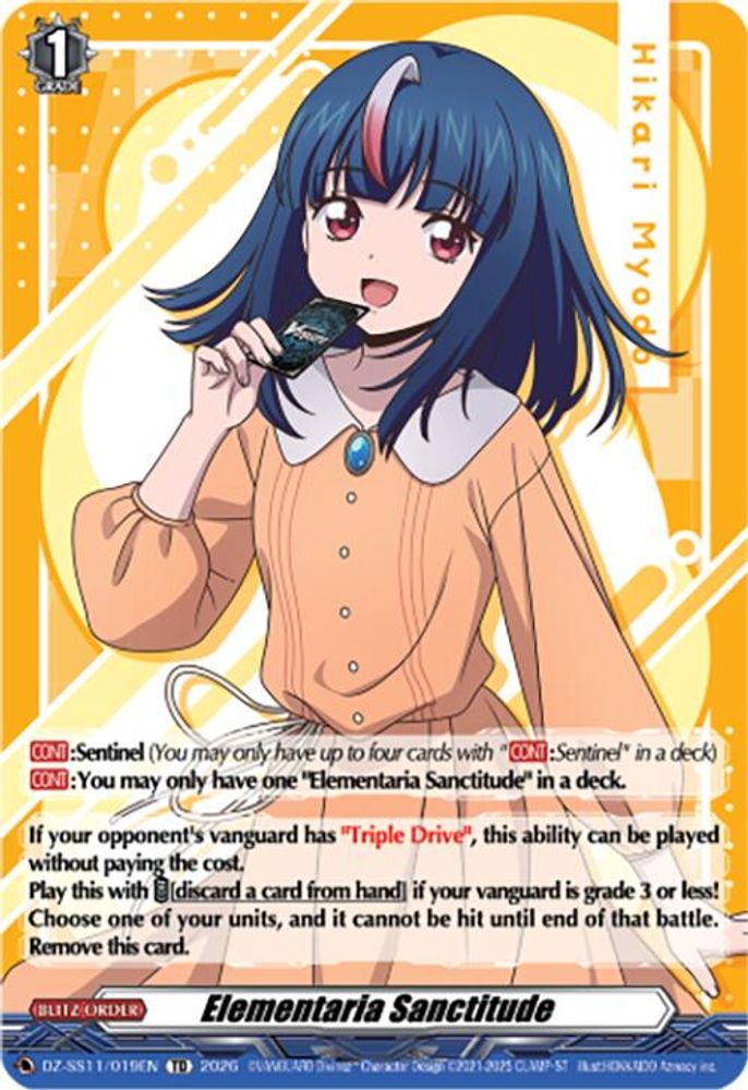 Elementaria Sanctitude DZ-SS11/019EN Cardfight!! Vanguard DZ-SS11: Master Deckset -Hikari Myodo- NM