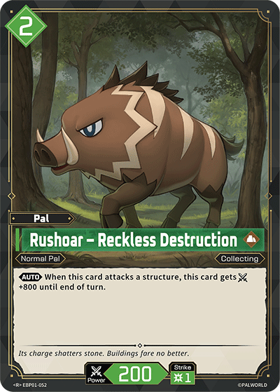 Rushoar – Reckless Destruction EBP01-052 R Palworld Dawn of Palpagos Near Mint