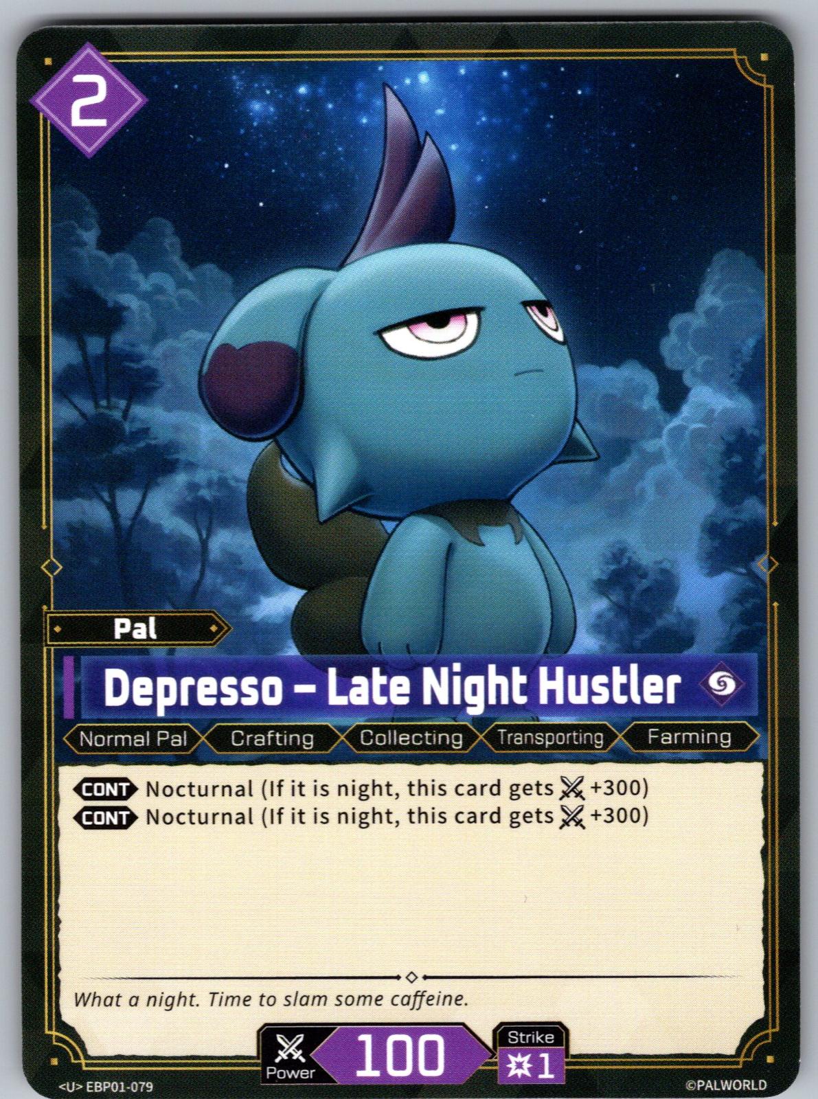 Depresso – Late Night Hustler EBP01-079 U Palworld Dawn of Palpagos Near Mint