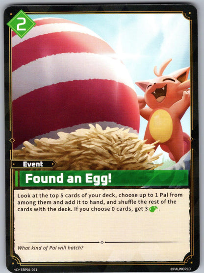 Found an Egg! EBP01-071 C Palworld Dawn of Palpagos Near Mint