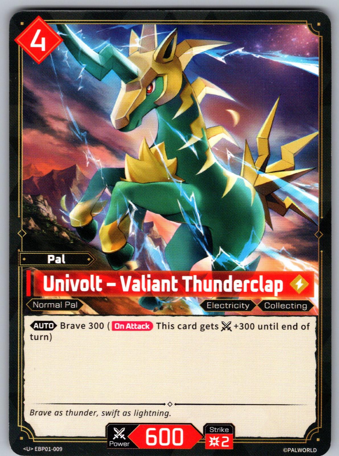 Univolt – Valiant Thunderclap EBP01-009 U Palworld Dawn of Palpagos Near Mint