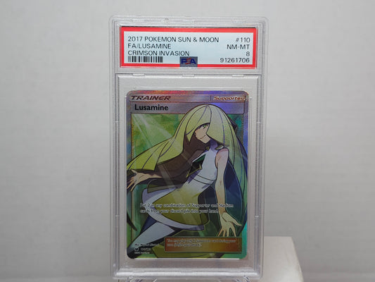 Pokemon TCG - Lusamine 110/111 Full Art Trainer 2017 SM-Crimson Invasion(SM04) PSA 8