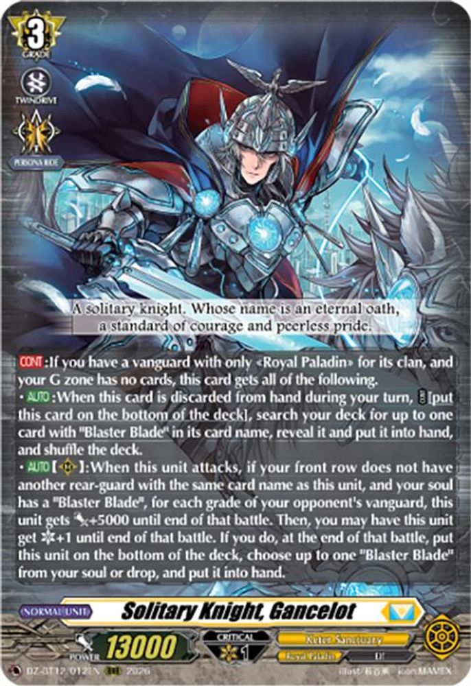Solitary Knight, Gancelot DZ-BT12/012EN Cardfight!! Vanguard DZ-BT12: Chasm of Lost Souls NM