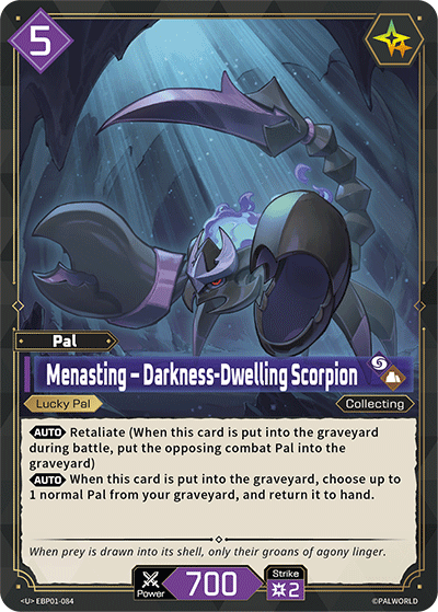 Menasting – Darkness-Dwelling Scorpion EBP01-084 U Palworld Dawn of Palpagos NM