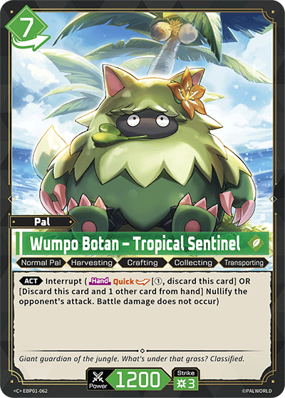 Wumpo Botan – Tropical Sentinel EBP01-062 C Palworld Dawn of Palpagos Near Mint