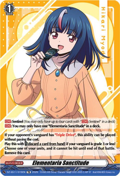 Elementaria Sanctitude DZ-SS11/019EN Cardfight!! Vanguard DZ-SS11: Master Deckset -Hikari Myodo- NM