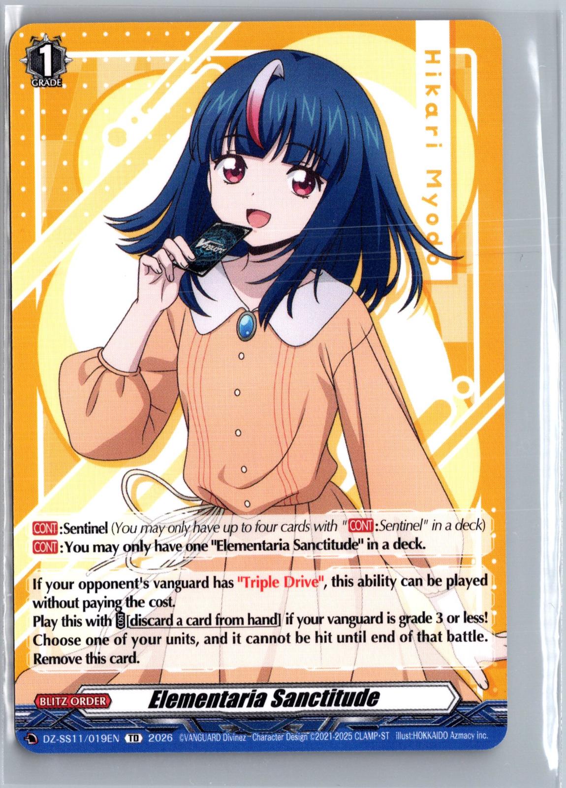 Elementaria Sanctitude DZ-SS11/019EN Cardfight!! Vanguard DZ-SS11: Master Deckset -Hikari Myodo- NM