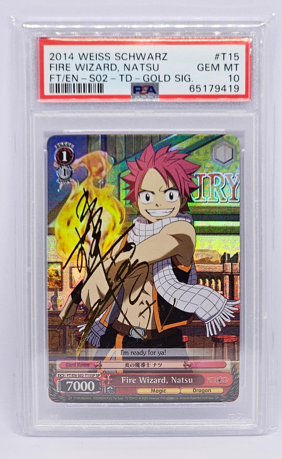 Fire Wizard, Natsu T15 Trial Deck-Gold Signature Weiss Schwarz PSA 10