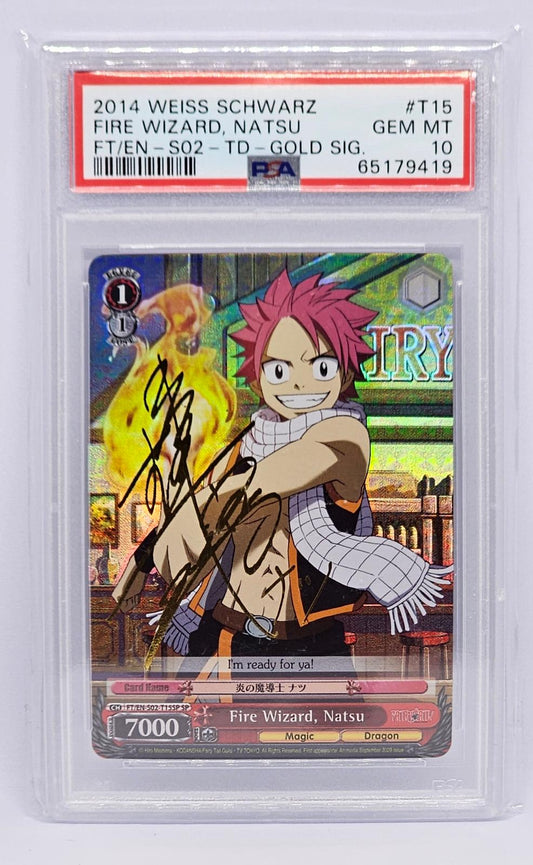 Fire Wizard, Natsu T15 Trial Deck-Gold Signature Weiss Schwarz PSA 10
