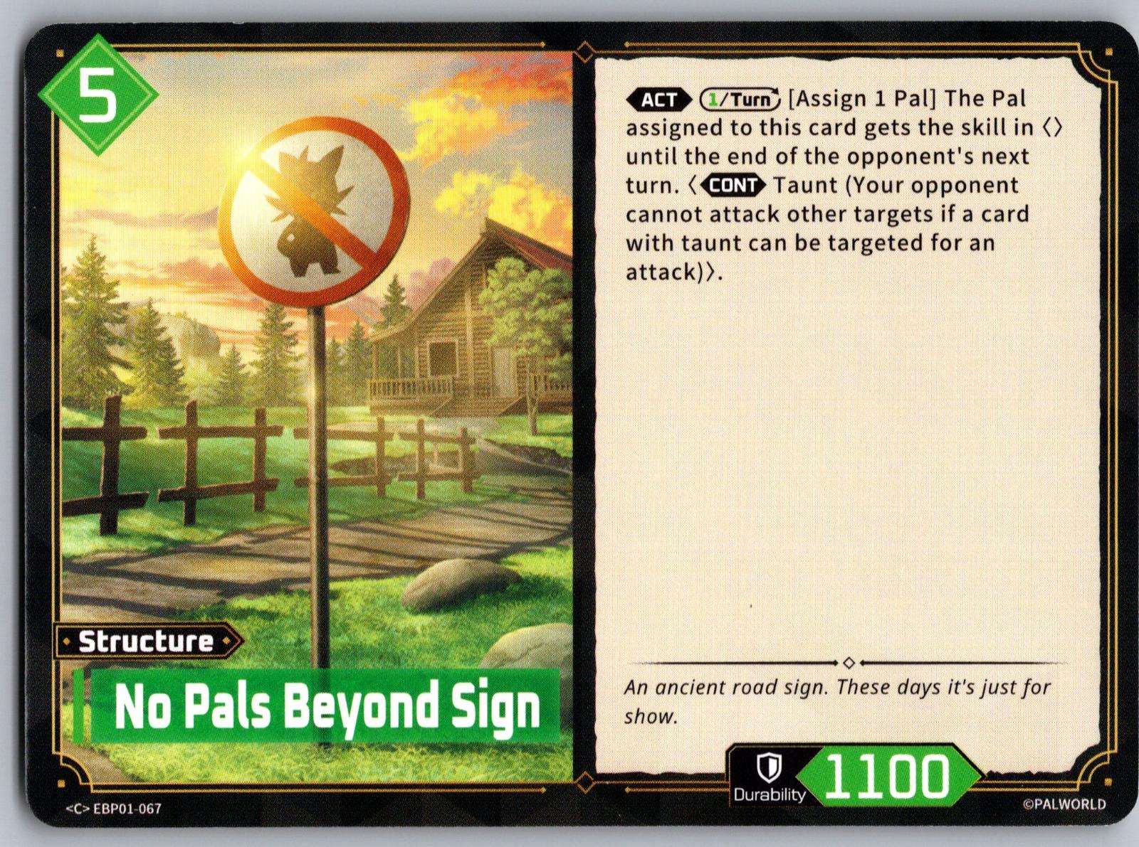 No Pals Beyond Sign EBP01-067 C Palworld Dawn of Palpagos Near Mint