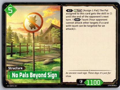No Pals Beyond Sign EBP01-067 C Palworld Dawn of Palpagos Near Mint