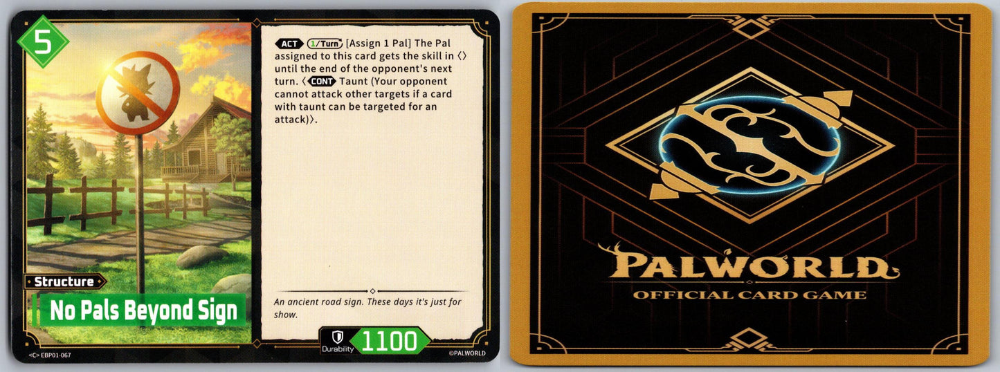 No Pals Beyond Sign EBP01-067 C Palworld Dawn of Palpagos Near Mint