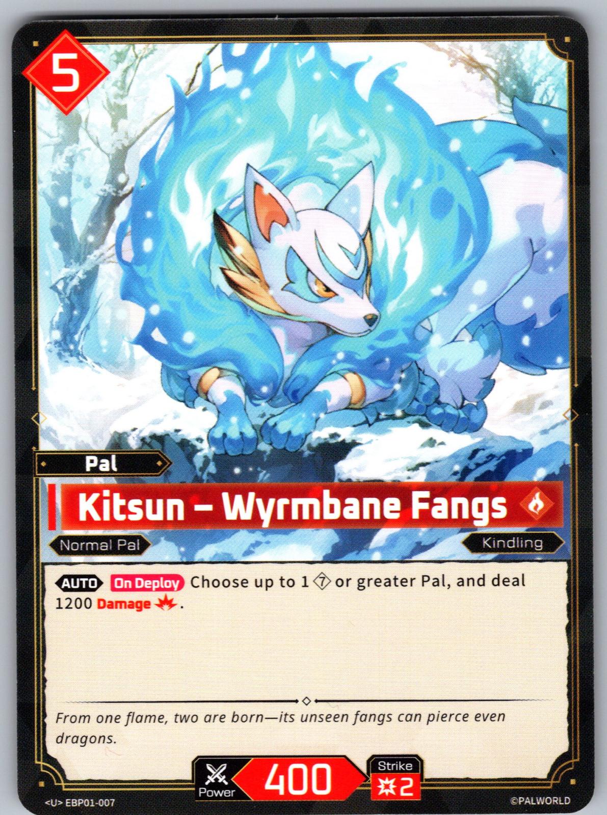 Kitsun – Wyrmbane Fangs EBP01-007 U Palworld Dawn of Palpagos Near Mint
