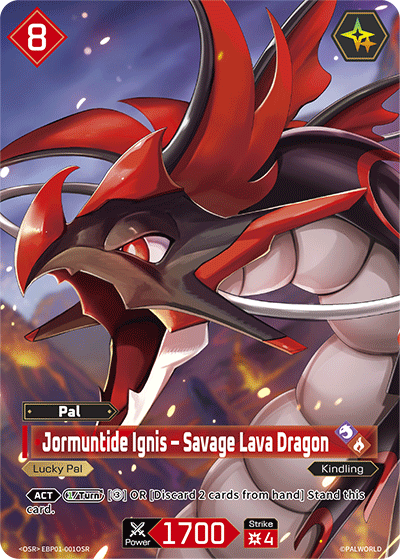 Jormuntide Ignis – Savage Lava Dragon EBP01-001OSR Palworld Dawn of Palpagos NM
