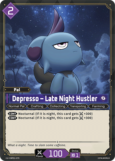 Depresso – Late Night Hustler EBP01-079 U Palworld Dawn of Palpagos Near Mint