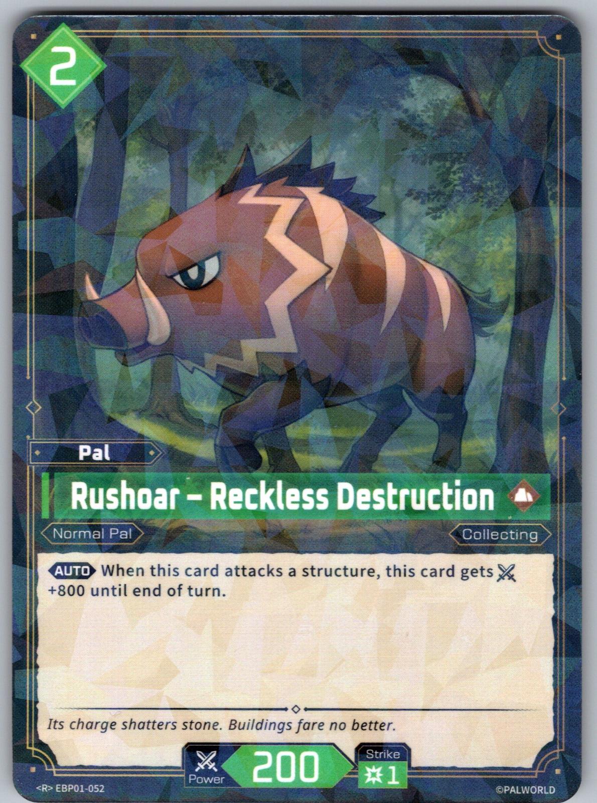 Rushoar – Reckless Destruction EBP01-052 R Palworld Dawn of Palpagos Near Mint