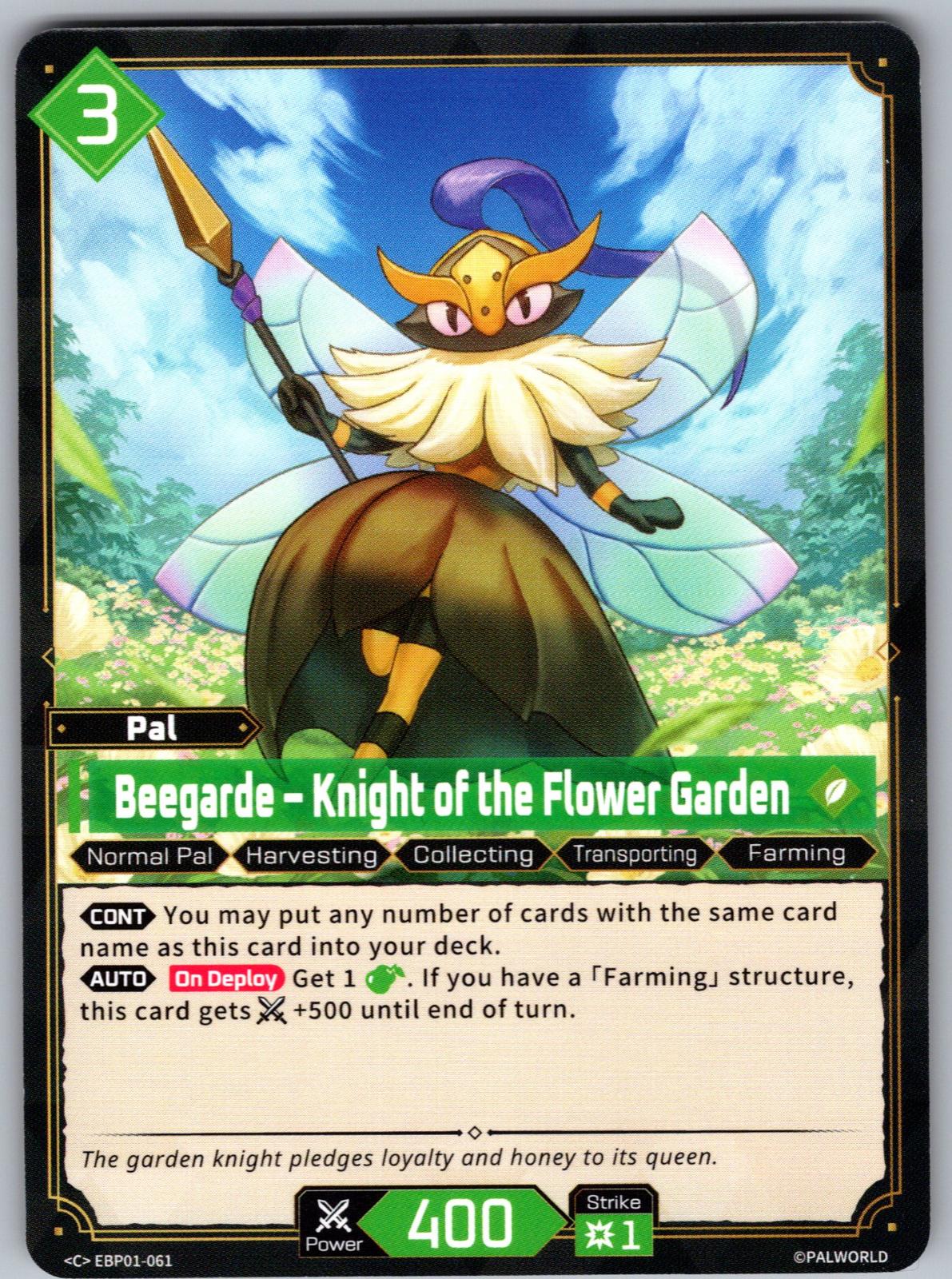 Beegarde – Knight of the Flower Garden EBP01-061 C Palworld Dawn of Palpagos NM