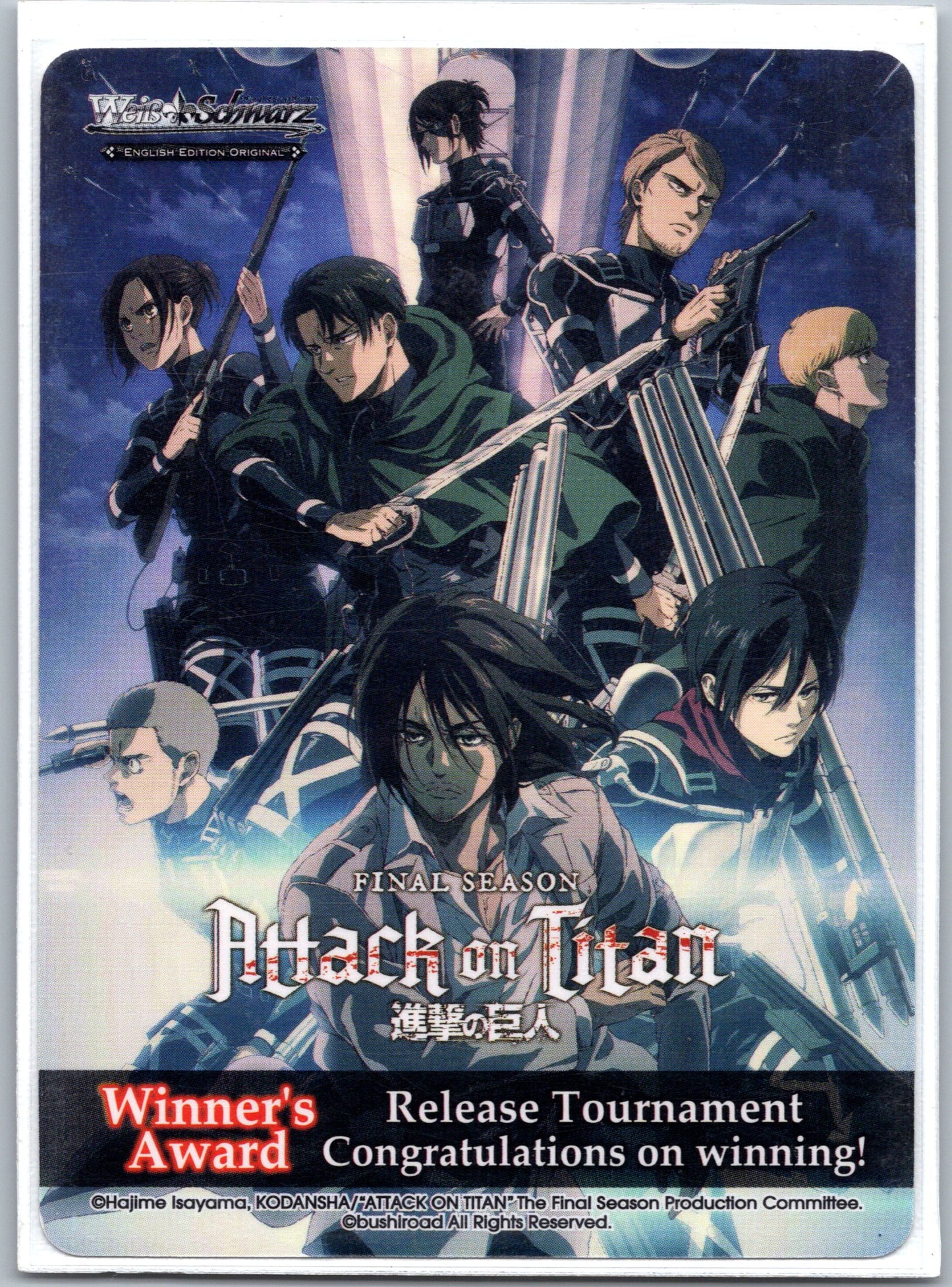 Attack on Titan: Final Season Winner's Award Promo Cards NM