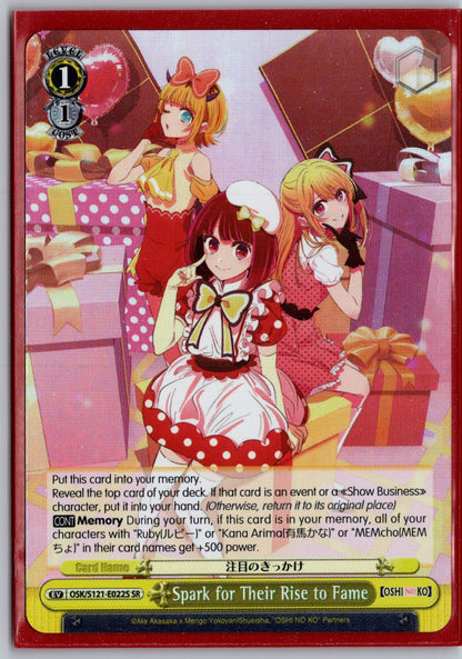Spark for Their Rise to Fame (SR)
