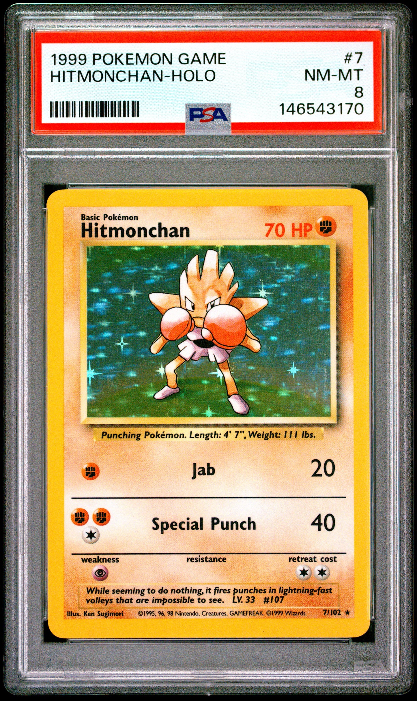 Hitmonchan-Holo [BS - 007/102]1999 Pokemon Game PSA 8